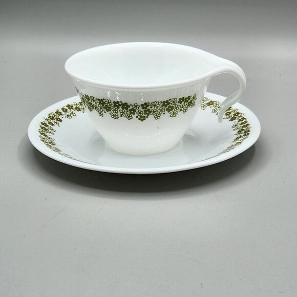 Corning Corelle Green Spring Blossom Crazy Daisy Hook Coffee Cup & Saucer Set 3 - Picture 1 of 6